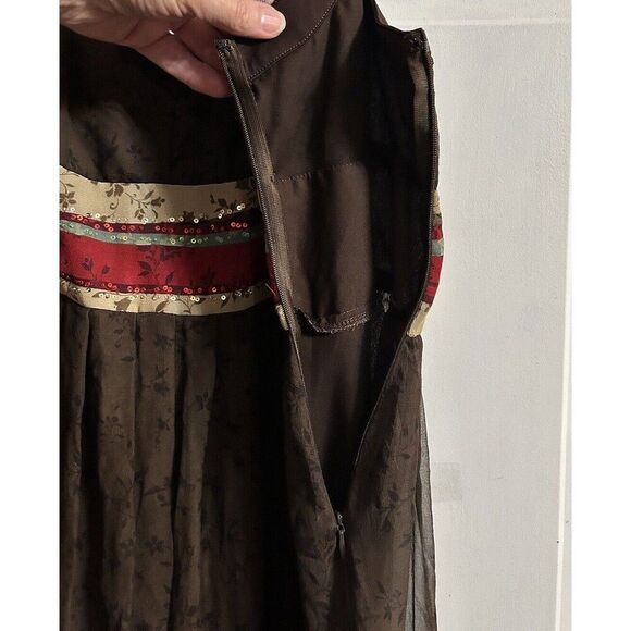 Signature by Robbie Bee Silk Dress Women Sz14 Empire Waist Cottage Core Babydoll - Picture 7 of 16